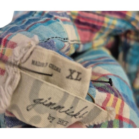 Gimmicks by BKE For The Buckle Boho Western Lace Crochet Plaid Shirt Top Sz M/L - Picture 6 of 7